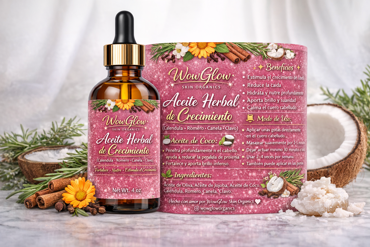 Calendula herbal growth oil aceite de crecimiento capillar