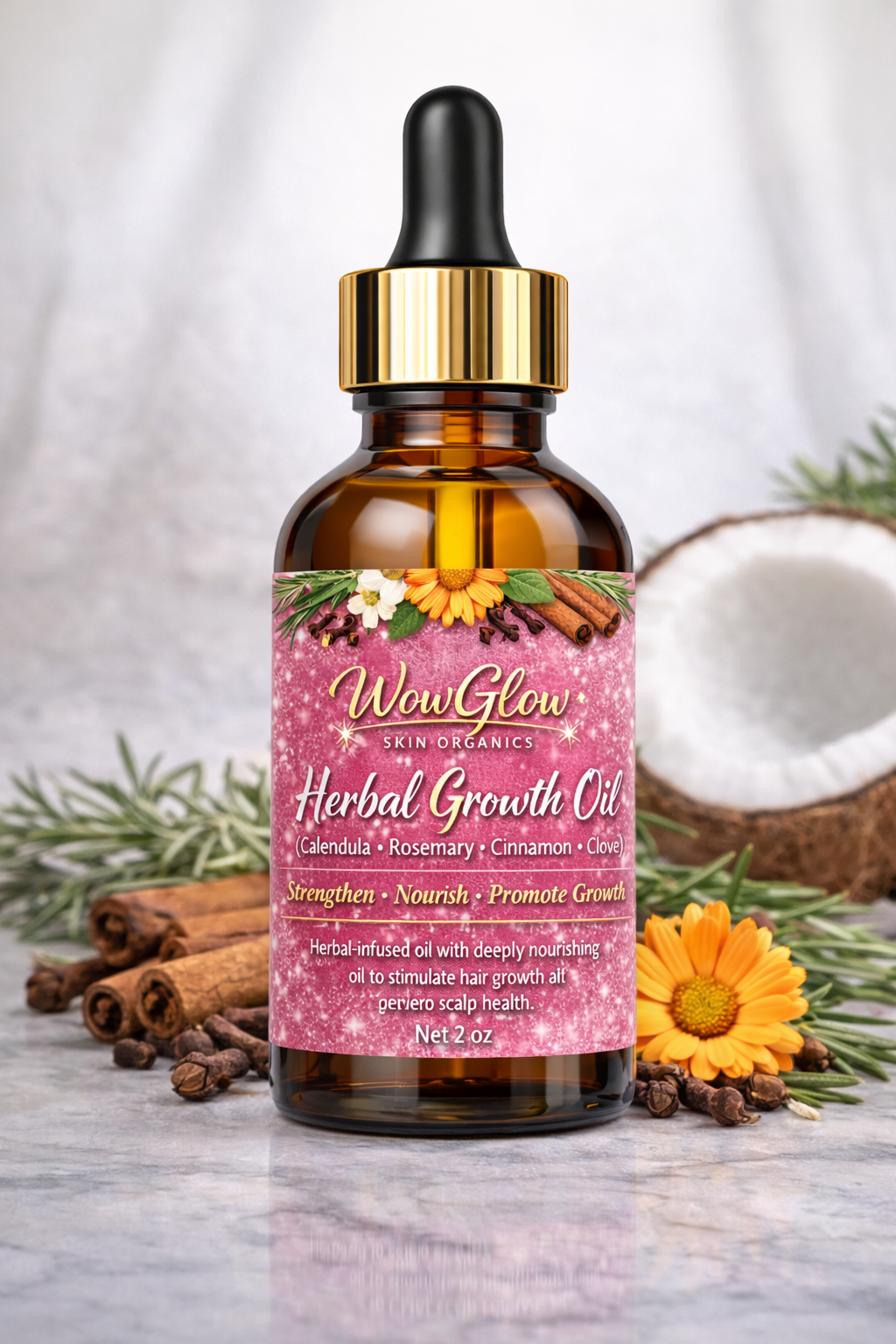 Calendula herbal growth oil aceite de crecimiento capillar